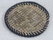 Wild Winds Belt Buckle Snake Skin Grey Leathercraft Handcrafted Stitched Oval