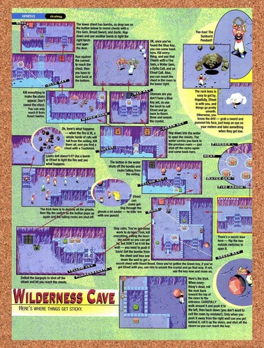 1994 Beyond Oasis Wilderness Cave Map Original Advertisement / Retro Wall Art v3