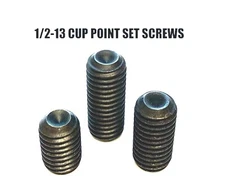 1/2-13 CUP POINT SET SCREWS - BLACK ALLOY STEEL- 10 PCS- CHOOSE 3/4, 1, OR 1-1/4