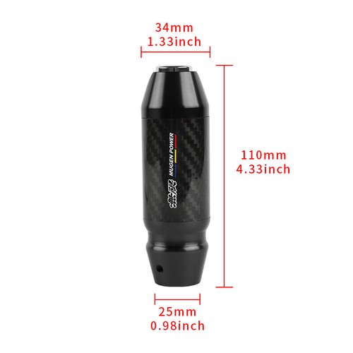 JDM Universal MUGEN Carbon Fiber Aluminum Black Automatic Stick Gear Shift Knob - Picture 2 of 11
