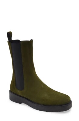 $500 STAUD Palamino Chelsea Boot PLATFORM OLIVE SUEDE 39 (ME4