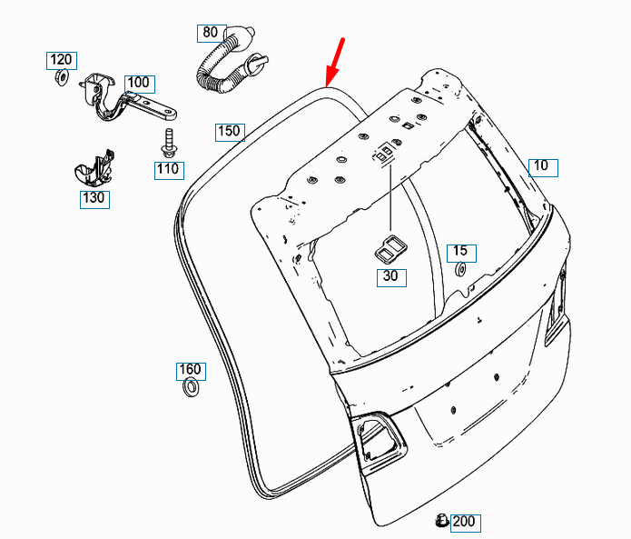 MERCEDES-BENZ GLE W166 Bootlid Seal Rubber A1667400178