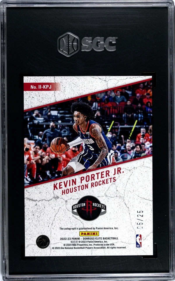 🏀 Kevin Porter Jr. 2022-23 Donruss Elite Auto Blue SN 05/25 SGC 10 Gem Mint - Image 2 of 2