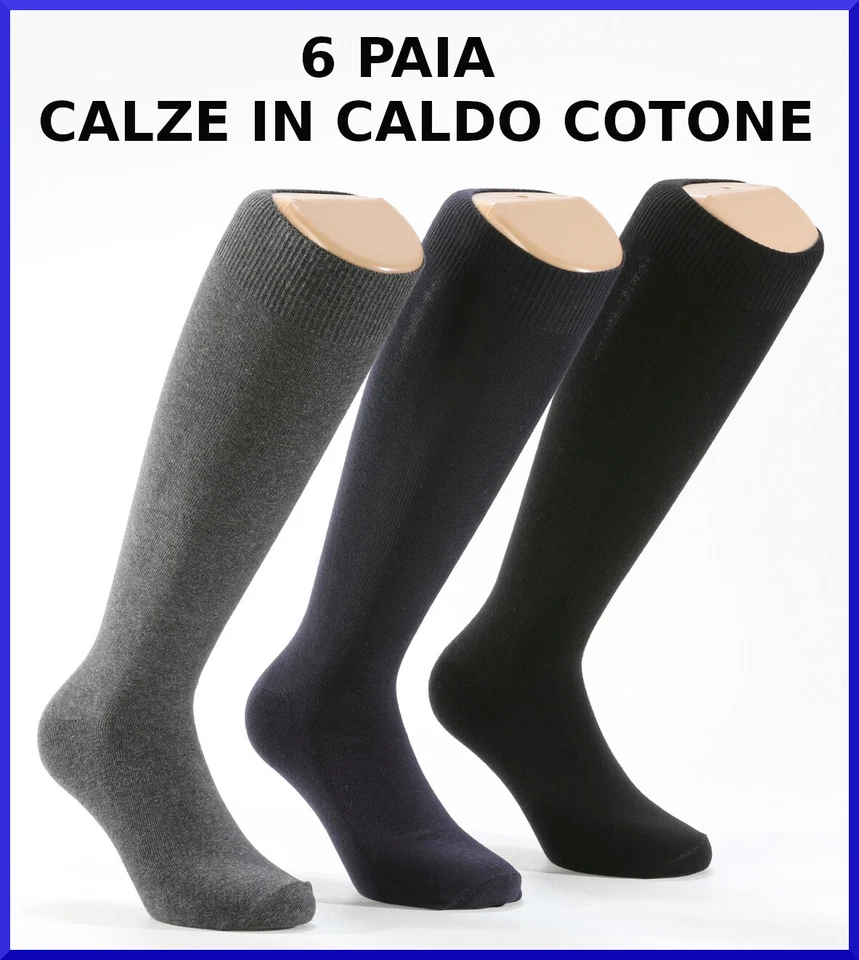 Calze da uomo in caldo cotone lunghe 6 PAIA colorate calzini gambaletti - Immagine 4 di 4