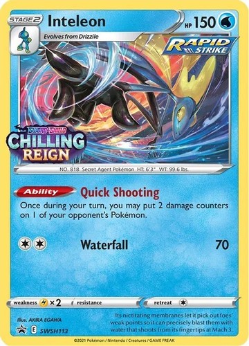 Inteleon SWSH113 Prerelease Black Star Promo Lightly Played Pokemon TCG