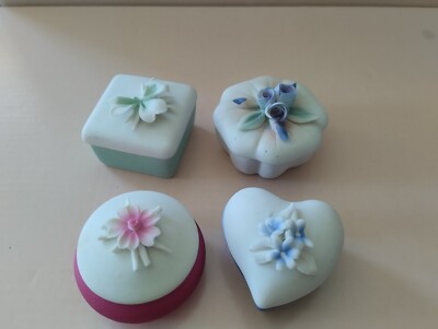 Vintage 4er Set Deckeldosen Capodimonte Italien Pillendosen