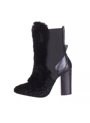 860   N21 Woman s High Heel Leather Boots Faux Fur Made in Italy Size 37,5