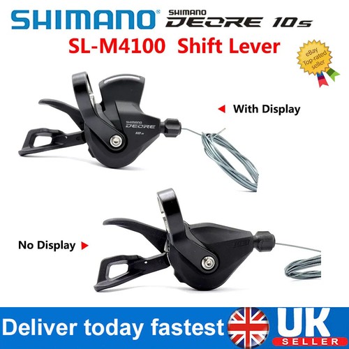 Levier Vitesse VTT Levier De Vitesse Shimano Deore SL-M4100-R - 10 Vitesses, Droit, RapidFire Plus, Couleur Noir Levier Droit 10 Vitesses VTT