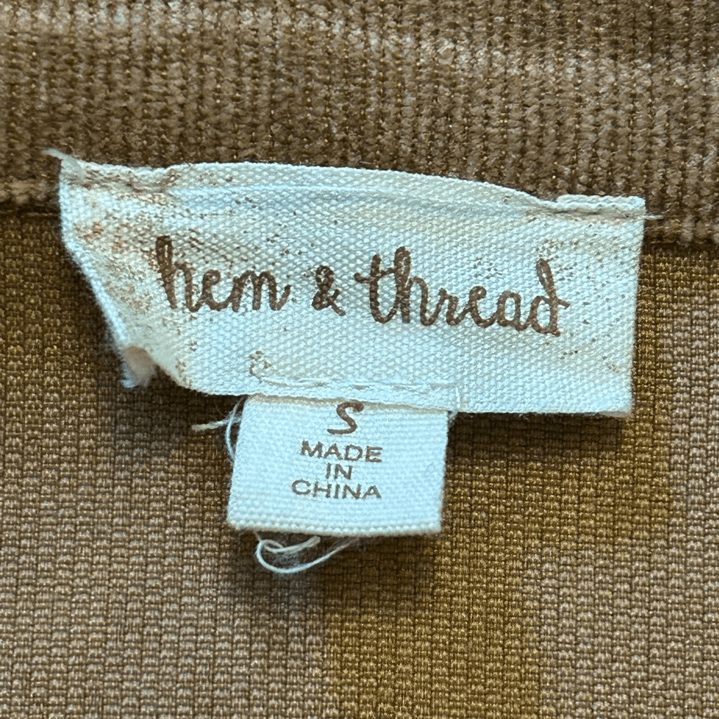 Hem & Thread women's brown patchwork mixed media … - image 2