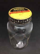 Instant Nescafe Jar Vintage Coffee Quart Metal Screw Lid New Minute Brew 6 3/4"