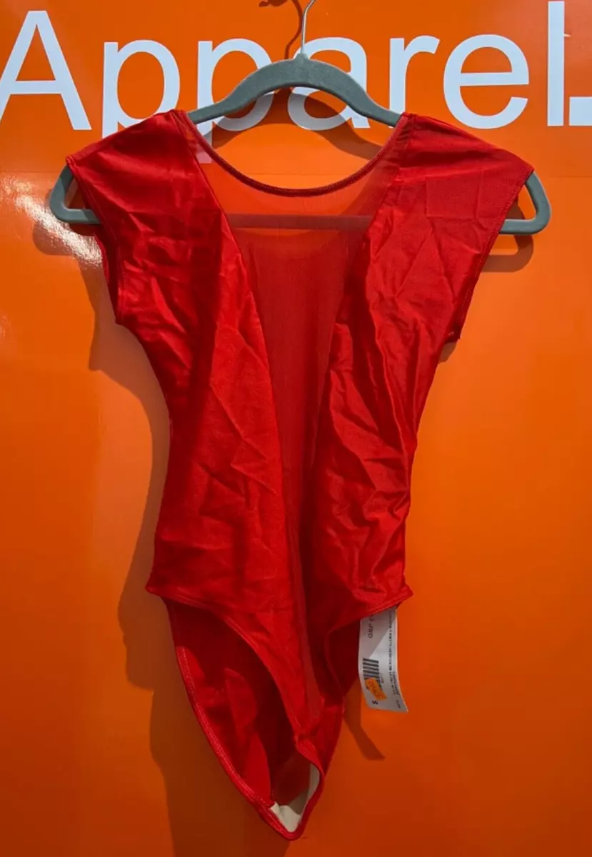 American Apparel Micro Mesh Gloria V Bodysuit Red Size Small