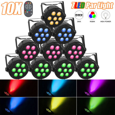 105W 7LED Party Par Light DMX RGBW 4 IN 1 Stage Effect Lighting Wedding W/Remote