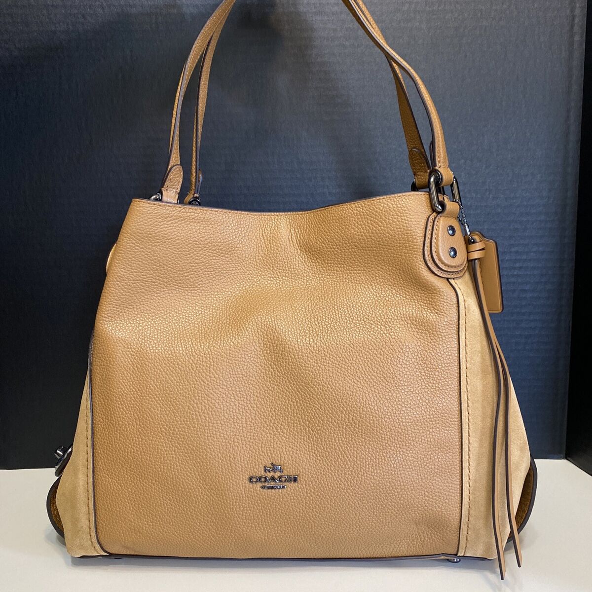 COACH Edie 31 Shoulder Bag Pebble Leather and Suede LIGHT COACH Edie 31 Shoulder Bag Pebble Leather and Suede LIGHT
