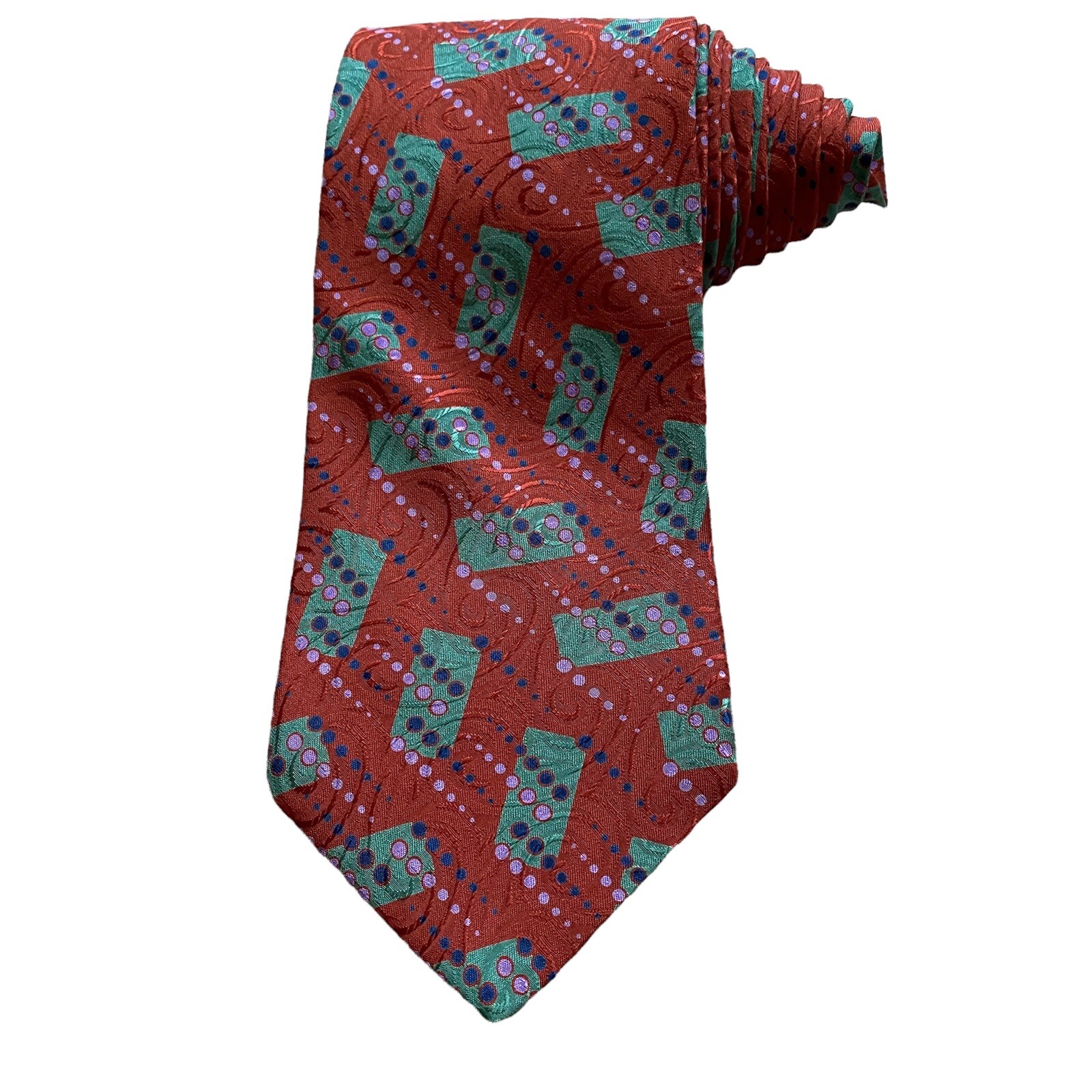 Claiborne Red Multi Colored Patterned 100% Silk T… - image 8
