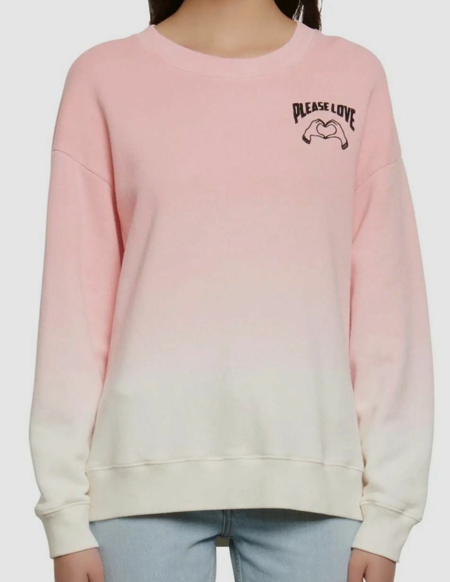 $236 Sandro Women's Pink Ombre Crew-Neck Embroidered Cotton