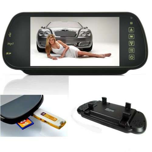 SPECCHIETTO RETROVISORE MONITOR 7 POLLICI BLUETOOTH VIVAVOCE USB SD MP5  specchio | eBay