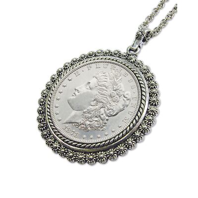 NEW American Coin Treasures Morgan Silver Dollar Coin Pendant with Bezel  208
