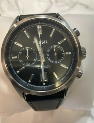 Fossil Men CH2972 Del Rey Stainless Steel Watch Black Leather Band