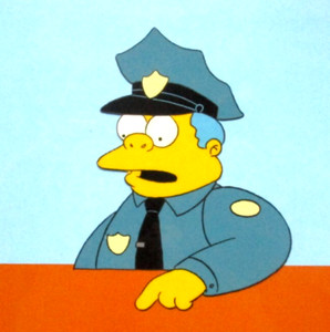 1990s SIMPSONS POLICE CHIEF WIGGINS FOX ORIGINAL PRODUCTION CEL Bart Homer