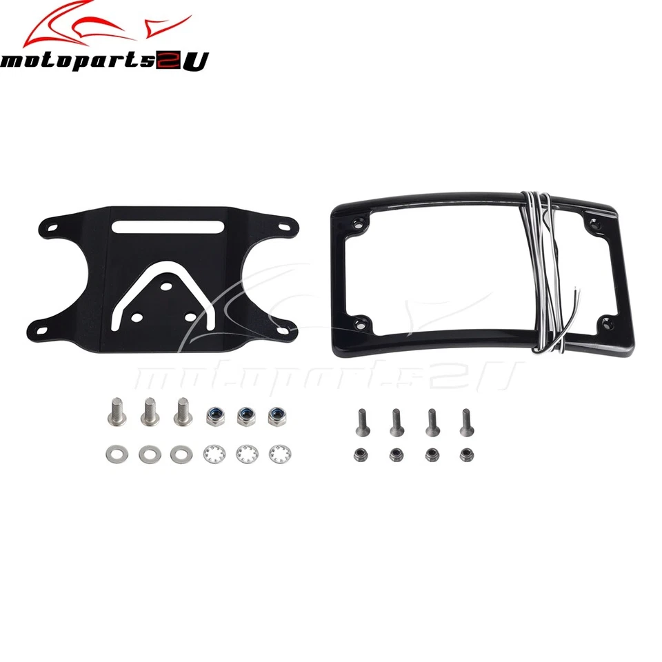 Curved Laydown License Plate Mounted & LED Light Plate Frame for Harley-Davidson - Image 3 of 4