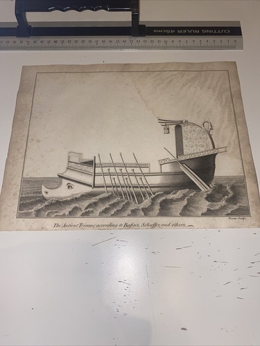 1801 Original Antiker Druck Maritim Charnock Antik Trireme Bafius