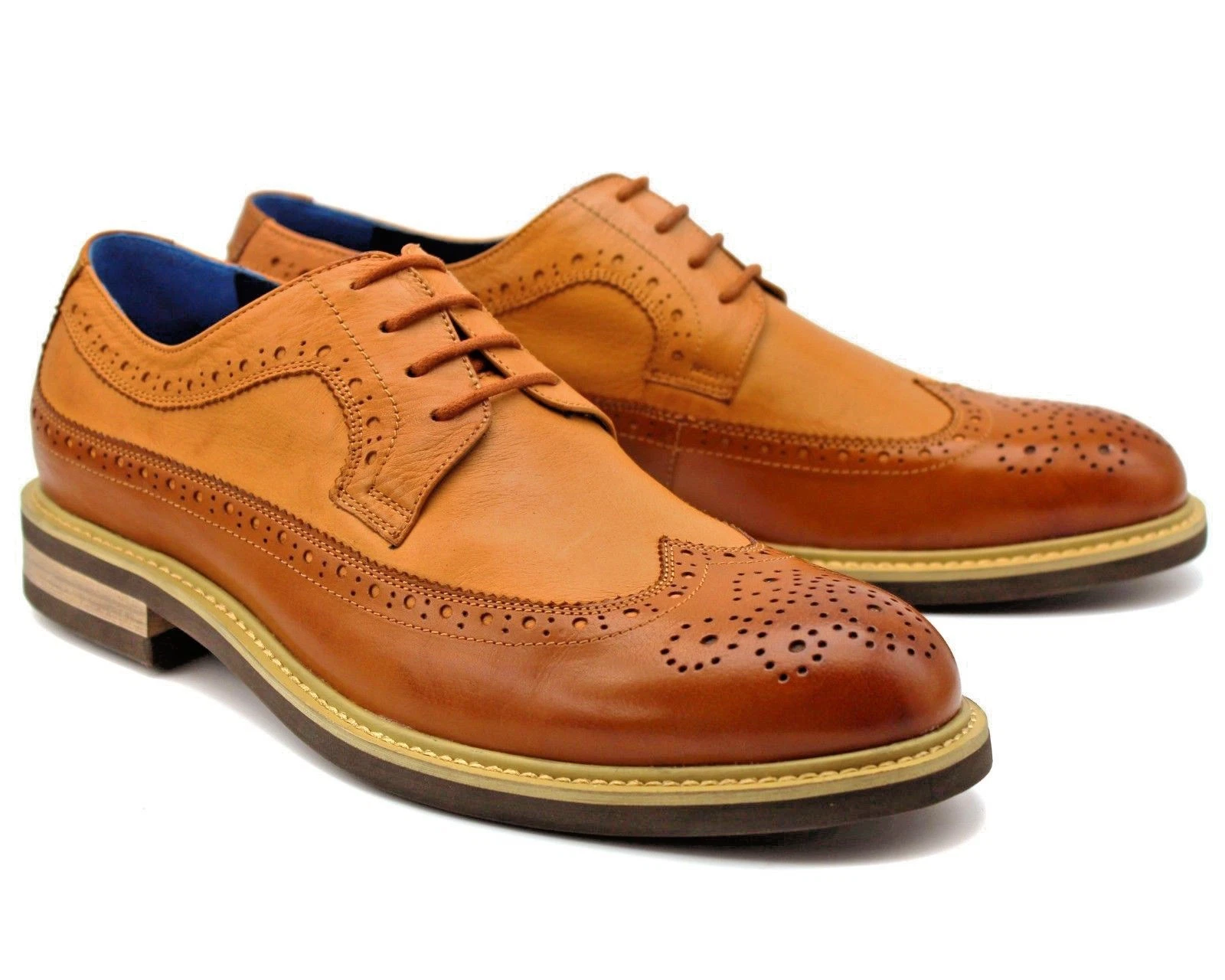 *946 UK 7 NEW MENS BROWN BROGUE SHOES LACE UP REAL LEATHER CASUAL OFFICE EU 41