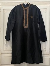  150 Nilofer Shahid Kurta Shirt  Black w Gold  XL