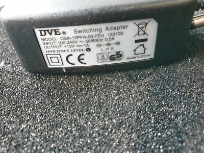 DVE DSA-12PFA-09 FEU 120100 12V 1A SWITCHING ADAPTER  (IN12S3B2)