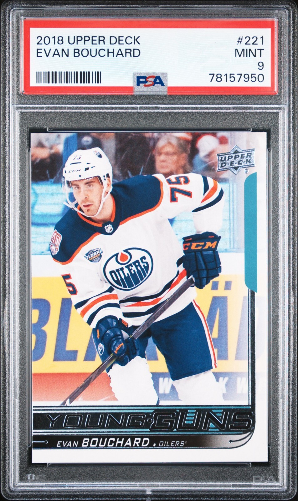 2018-19 Upper Deck Young Guns #221 Evan Bouchard RC - PSA 9 MINT