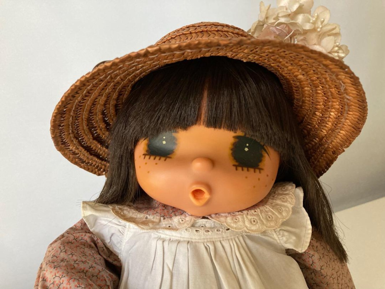 Mademoiselle Jeje Sekiguchi doll vintage with retro wooden chair