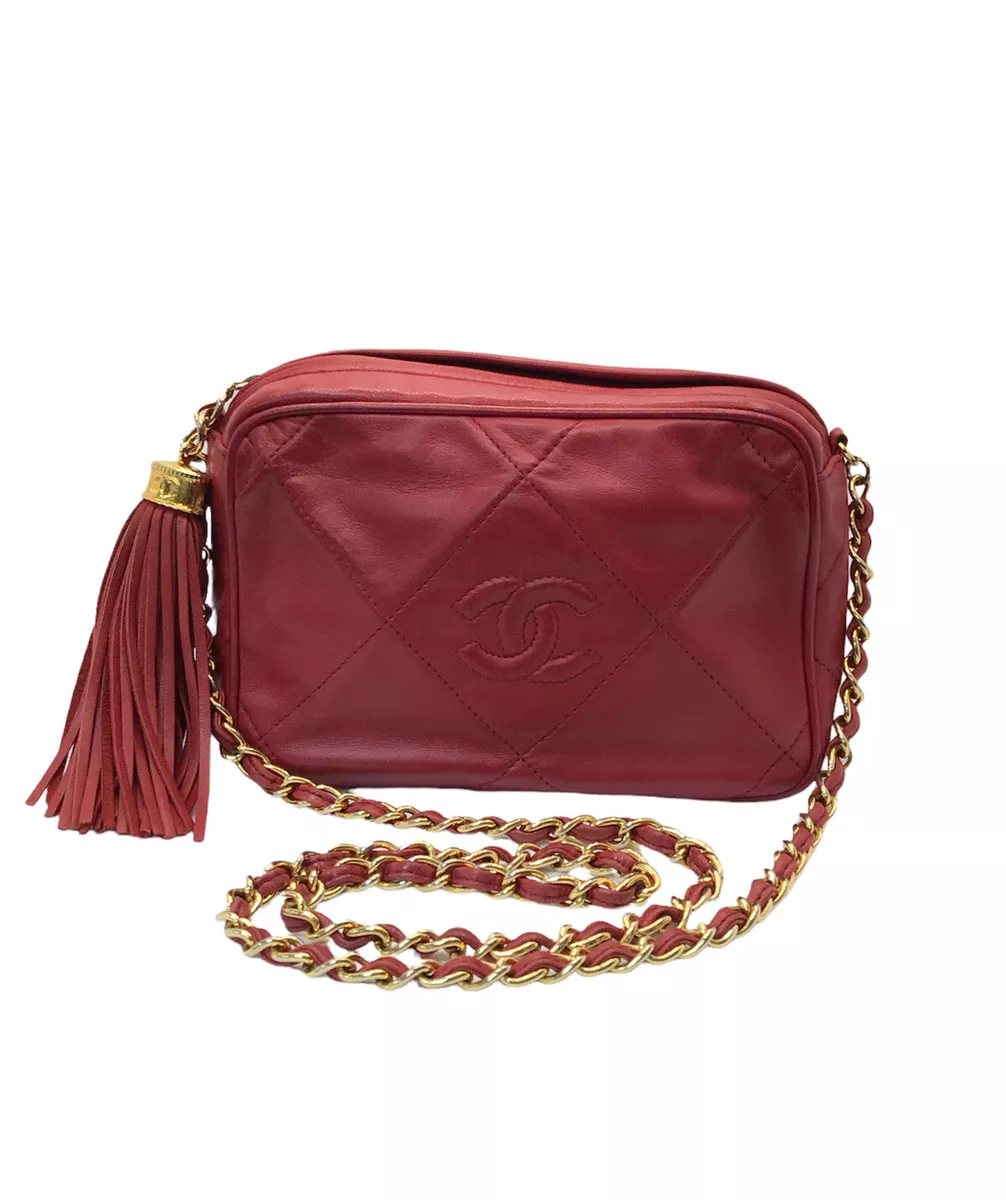 Chanel Red Lambskin Diamond 'CC' Camera Bag Mini Q6BAST1IR9008