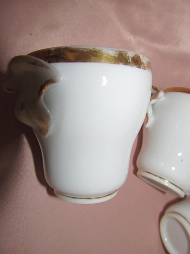 Série de 3 pots à crème porcelaine de Paris blanche et or XIXème - Photo 5 sur 8
