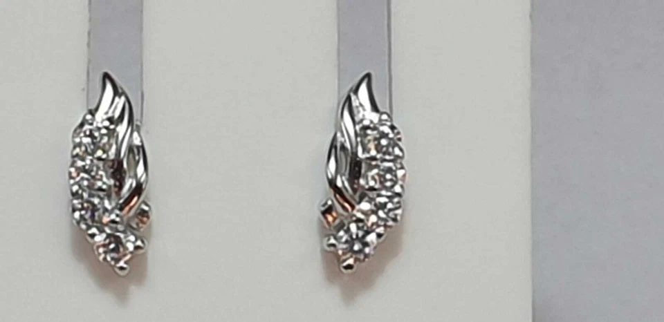 Eleganti Orecchini In Zirconia Cubica 925 Argento Diamante Americano Top - Immagine 2 di 4