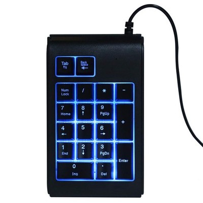 Number Pad, Backlit Numeric Keypad with 3 Colors Backlit 19 Key Mechanical US...