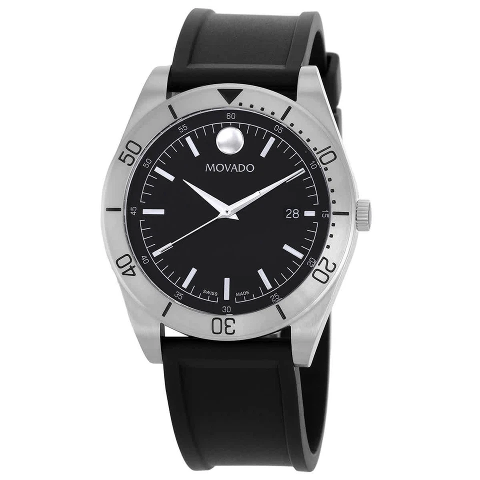 Мужские кварцевые часы Movado Sport черный циферблат 607989