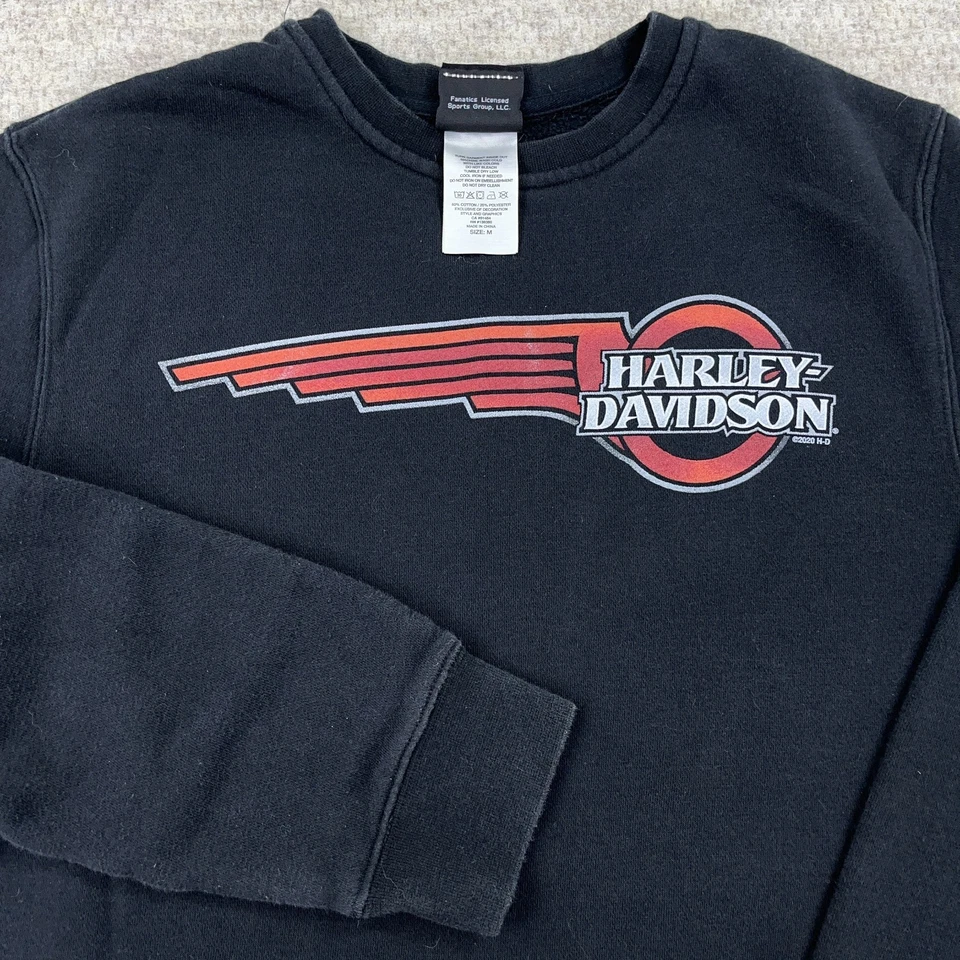 Harley Davidson Sweatshirt Men Medium Black Crewneck Biker West Virginia Y2K - Image 3 of 4