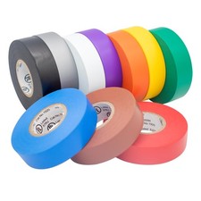 Electrical Tape 10PK Assorted Matte Rainbow Colors   Waterproof,