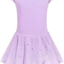 Arshiner Girls Ruffle Sleeve Ballet Dress Tutu Skirted Leotard Purple Sz 8-9