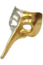 Brand New Masquerade Venetian Mid Nasone Mask Gold/Silver