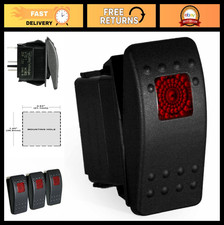 Illuminated Red Rocker Switch - SPST, 3 Terminals, Sealed, Waterproof, Dustproof