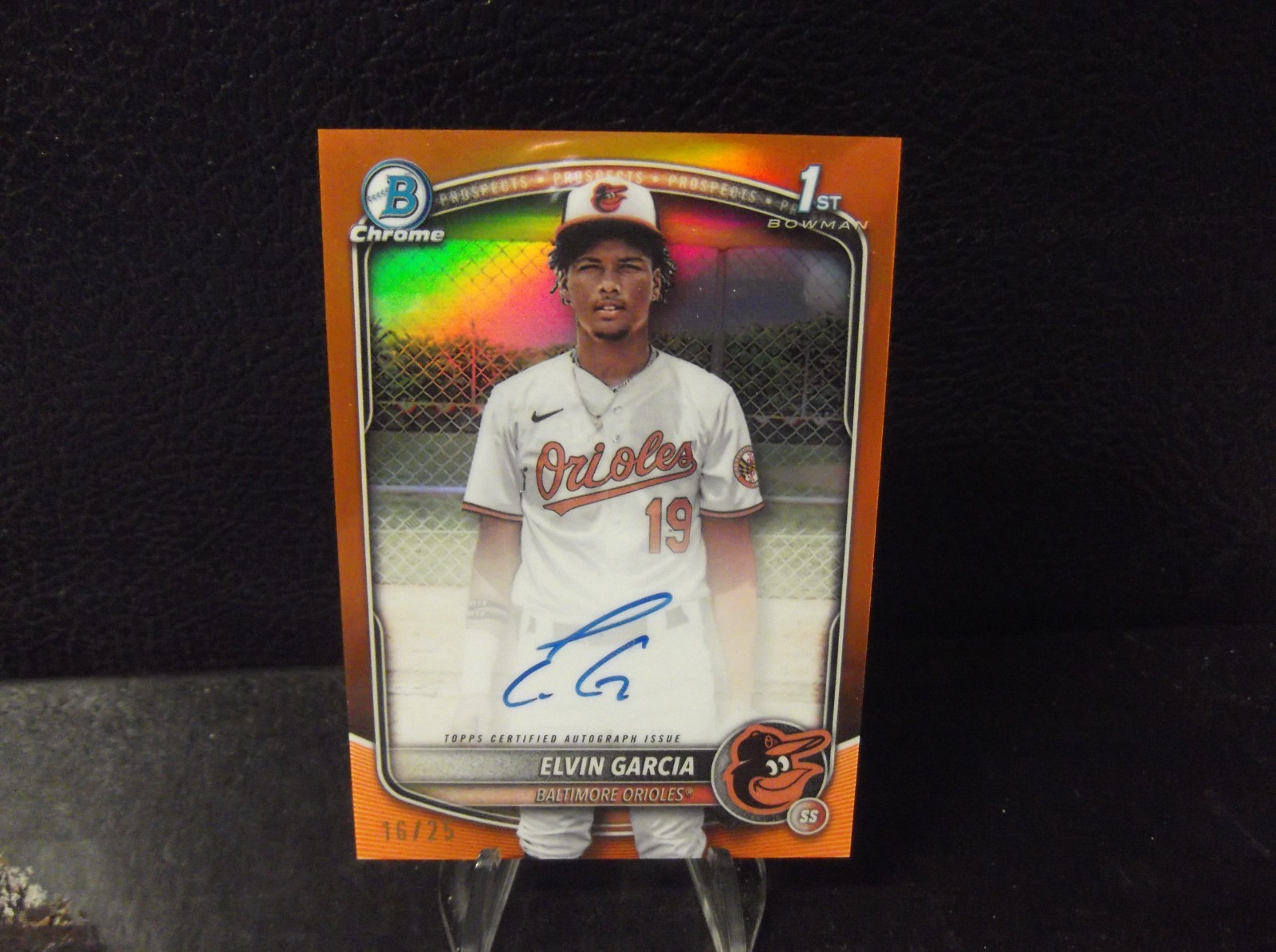 ELVIN GARCIA 2025 BOWMAN CHROME #CPA-EG ORANGE REFRACTOR AUTO RC 1ST #16/25