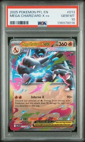 2025 POKEMON PFL EN-PHANTASMAL FLAMES #013 MEGA CHARIZARD X EX PSA 10