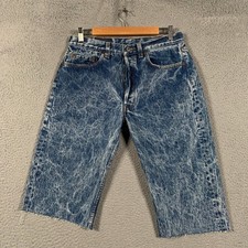 Vintage 80s Levi's 501 Cut Off Denim Shorts Men's 33 Blue Acid Wash VTG 1987 USA