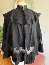 Victorian Mourning Cape, Wool and Lace, Needs Repair