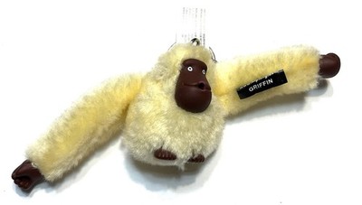NWOT KIPLING Pale Yellow 2  Monkey GRIFFIN Key Chain Ring Bag Charm Fob