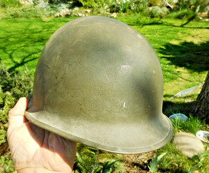 Original WWII era US Army Helmet Shell with chinstrap MP