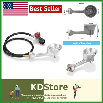 #ad High Pressure Cast Iron Propane Burner with 20 PSI Regulator for Outdoor Cooking $48.99