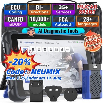 2026 MUCAR 892BT KFZ Diagnosegerät Auto OBD2 Scanner 35+ Dienstleistungen NEW