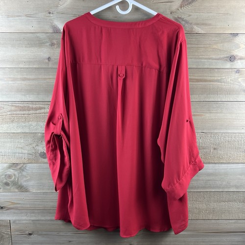 Torrid Womens Harper Blouse Georgette Pullover Roll Tab Sleeve Semi Sheer 5X - Imagen 5 de 7