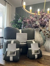 SET King Rayon from Bamboo Quilt & Two King Shams Dark Olive Green -Casaluna NEW